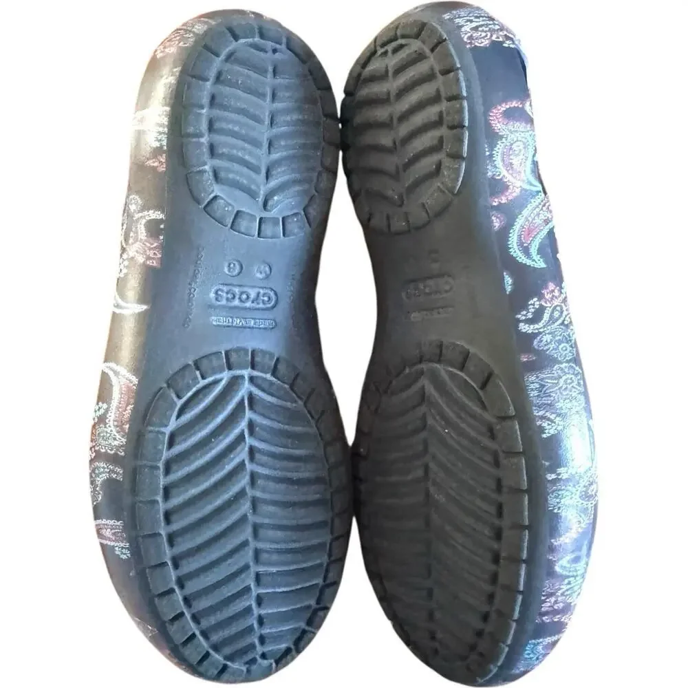 Crocs Kadee Floral Comfort Flats Paisley Floral Navy Women’s Size 6